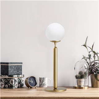 Eskitme Beyaz Camlı Metal Masa Lambası Küre Glop Başlık E14 Duy Modern Salon Abajur,KING-11463