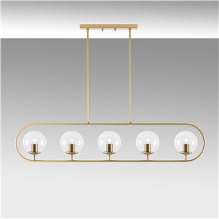 Camlı 5Li Avize Parlak Gold Jewel-10625