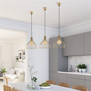 Cafu Tekli Tel Sarkıt Avize Parlak Gold, Modern Dekoratif Metal Lamba CAFU-11566
