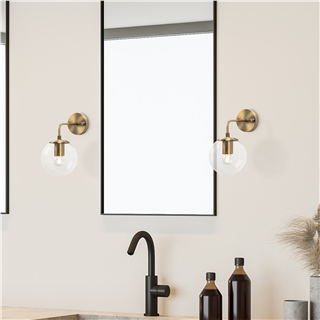 Modern Altın Eskitme Aplik Şeffaf Cam Küre E14 Duy Banyo Ayna Yanı Salon Duvar Lambası,VIRAN-10890