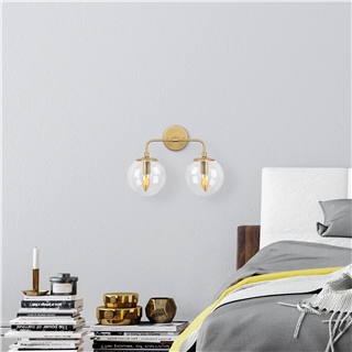 Camlı 2Li Aplik Parlak Gold Horn-12211
