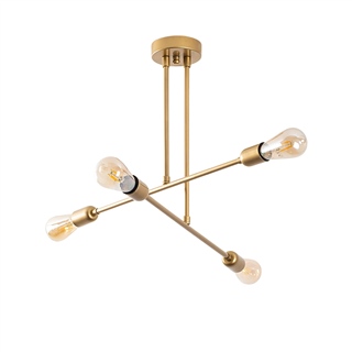 Rustik 4Lü Avize Parlak Gold Flower-Asr-007