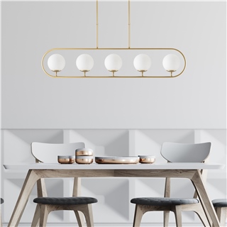 Camlı 5Li Avize Parlak Gold Jewel-10620