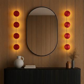 Aura Ledli Metal Sıvama Tekli Duvar Aplik Çap 12 cm,Metalik Kırmızı,Ambiyans Aydınlatma AURA-15520-S