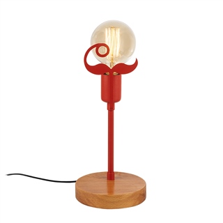 Metal Motifli Masa Lambası Natural Ahşap Kırmızı Beamı-Mr-1016