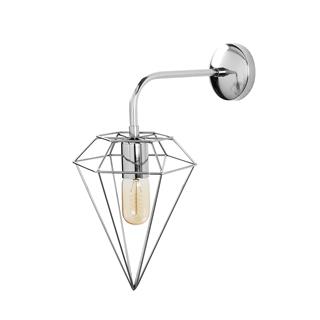 Elmas Geometrik Tel Başlık Metal Tekli Aplik Krom, Modern Dekoratif Duvar Lambası ELMAS-6302