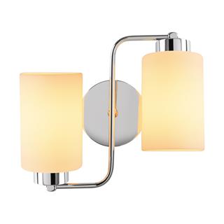 Balcova Modern İkili Cam Aplik Krom, Dekoratif Duvar Lambası BALCOVA-N-346