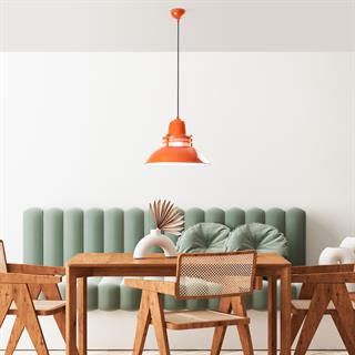 Tibet Retro Tekli Sarkıt Avize Turuncu, Endüstriyel Metal Sıvama Tavan Aydınlatma TIBET-3735-ORANGE