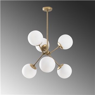 Camlı 6Lı Avize Parlak Gold Gondol-Nua-1121