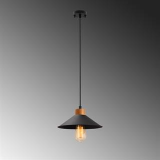 Konik Retro Tekli Sarkıt Avize Siyah, Modern Dekoratif Metal Sıvama Tavan Lambası KONIKSIVAMA-007