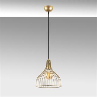 Cafu Tekli Tel Sarkıt Avize Parlak Gold, Modern Dekoratif Metal Lamba CAFU-11566