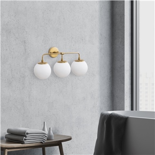 Camlı 3Lü Aplik Parlak Gold Horn-12205