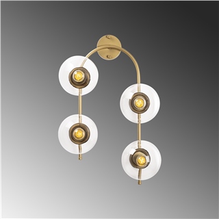 Modern Gold 4lü Duvar Aplik Şeffaf Glop Cam E14Duy Salon Antre Dekoratif Duvar Lambası,JEWEL-10600