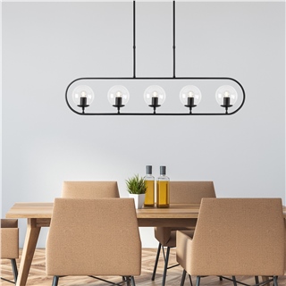 Camlı 5Li Avize Pütürlü Siyah Jewel-10615