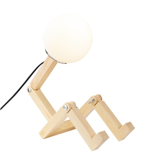 Camlı Tekli Masa Lambası Natural Ahşap Adam-N-834