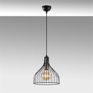 Cafu Tekli Tel Sarkıt Avize Siyah, Modern Dekoratif Metal Lamba CAFU-11565