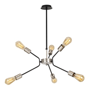 Rustik 6Lı Avize Pütürlü Siyah Ve-3841