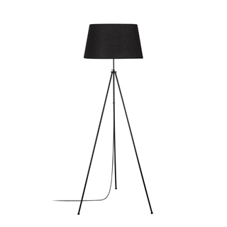 Abajur Başlıklı Tripod Lambader Pütürlü Siyah Trıpod-Nul-4051