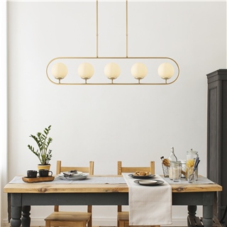 Camlı 5Li Avize Parlak Gold Jewel-10620