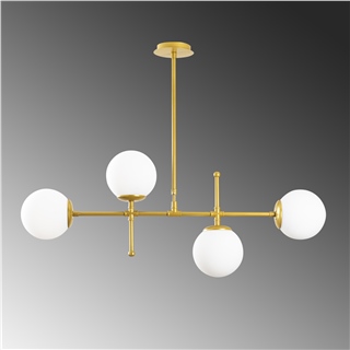 Camlı 4Lü Avize Mat Gold Mudonı-Mr-951