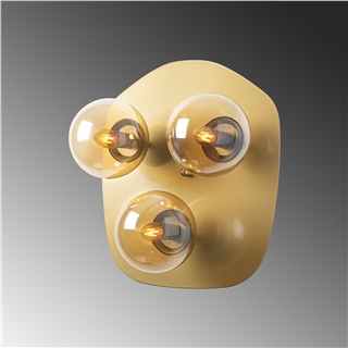 Camlı 3Lü Aplik Parlak Gold Well-11706