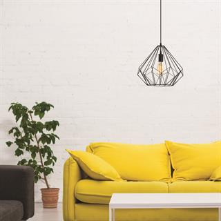 Diamond Tekli Tel Sarkıt Avize Siyah, Modern Dekoratif Metal Lamba DIAMOND-L-703