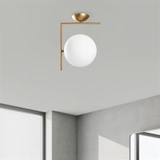Luminar Modern Tekli Glop Cam Plafönyer Avize Parlak Gold, Dekoratif Tavan Aydınlatma LUMINAR-14121