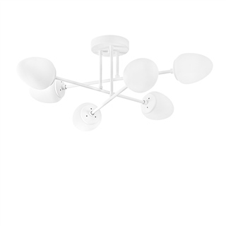 Beyaz 6lı Plafonyer Avize Opal Camlı Genç Odası E14 Duylı,CAMFLO-10385