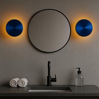 Aura Ledli Metal Sıvama Tekli Duvar Aplik Çap 12 cm,Metalik Mavi,Ambiyans Aydınlatma AURA-15520-S