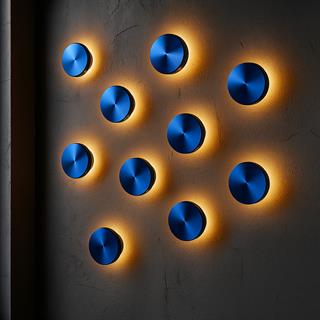 Aura Ledli Metal Sıvama Tekli Duvar Aplik Çap 12 cm,Metalik Mavi,Ambiyans Aydınlatma AURA-15520-S