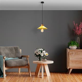 Konik Retro Tekli Sarkıt Avize Sarı, Modern Dekoratif Metal Sıvama Tavan Lambası KONIKSIVAMA-004