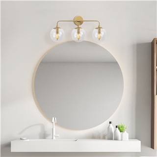 Camlı 3Lü Aplik Parlak Gold Horn-12206
