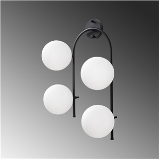 Modern Siyah 4lü Duvar Aplik Beyaz Glop Cam E14Duy Salon Antre Dekoratif Duvar Lambası,JEWEL-10595