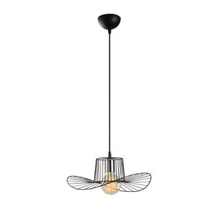 Fötr Şapka Model Tekli Tel Sarkıt Avize Siyah, Dekoratif Metal Lamba FOTRTEL-L-6721