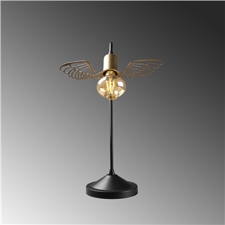 Metal Tekli Masa Lambası Pütürlü Siyah Parlak Gold Angel-Num-5061