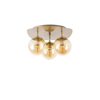 Camlı 3Lü Plafönyer Parlak Gold Well-11705