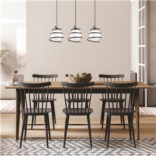 Camlı 3Lü Sıralı Sarkıt Pütürlü Siyah Elegance-706-2
