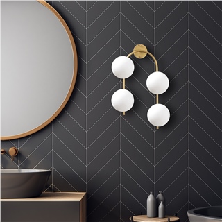 Camlı 4Lü Aplik Parlak Gold Jewel-10605