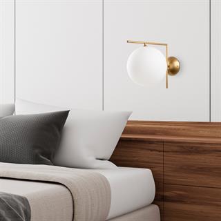 Luminar Modern Tekli Glop Cam Aplik Parlak Gold, Dekoratif Duvar Aydınlatma LUMINAR-14156