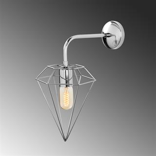 Elmas Geometrik Tel Başlık Metal Tekli Aplik Krom, Modern Dekoratif Duvar Lambası ELMAS-6302