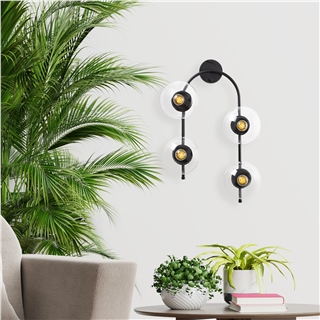 Camlı 4Lü Aplik Pütürlü Siyah Jewel-10590