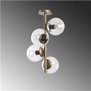 Camlı 4Lü Avize Parlak Gold Faze-Nt-137