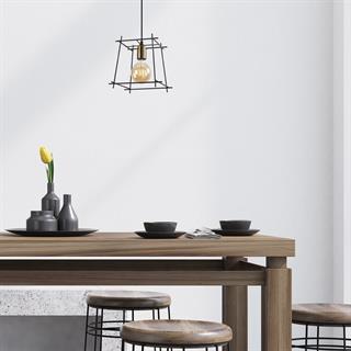 Coman Tekli Tel Sarkıt Avize Siyah, Modern Dekoratif Metal Lamba COMAN-11270