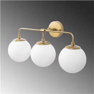 Camlı 3Lü Aplik Parlak Gold Horn-12205