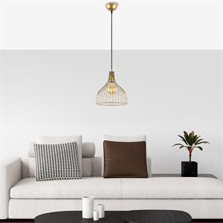 Cafu Tekli Tel Sarkıt Avize Parlak Gold, Modern Dekoratif Metal Lamba CAFU-11566