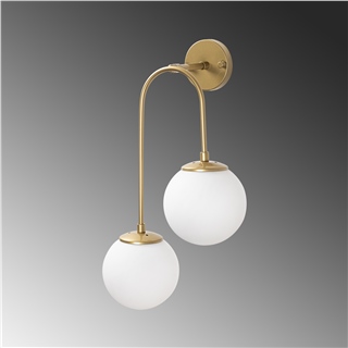Camlı 2Li Aplik Parlak Gold Jewel-10585