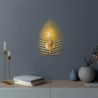 Leaf Metal Yaprak Başlıklı Rustik Tekli Aplik Parlak Gold, Modern Duvar Lambası LEAF-15322