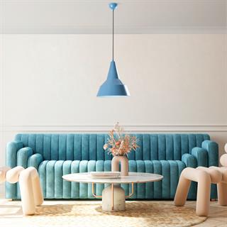 Retro Tekli Sarkıt Avize Mavi, Modern Dekoratif Metal Sıvama Tavan Aydınlatma SAGLAM-3728-LIGHTBLUE