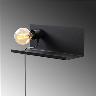 Metal Tekli Raf Aplik Pütürlü Siyah Rafaplık-40-501-Black