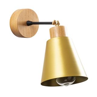 Konikkem Hareketli Başlık Metal Sıvama Tekli Mafsallı Natural Ahşap Aplik Gold KONIKKEM-N-613